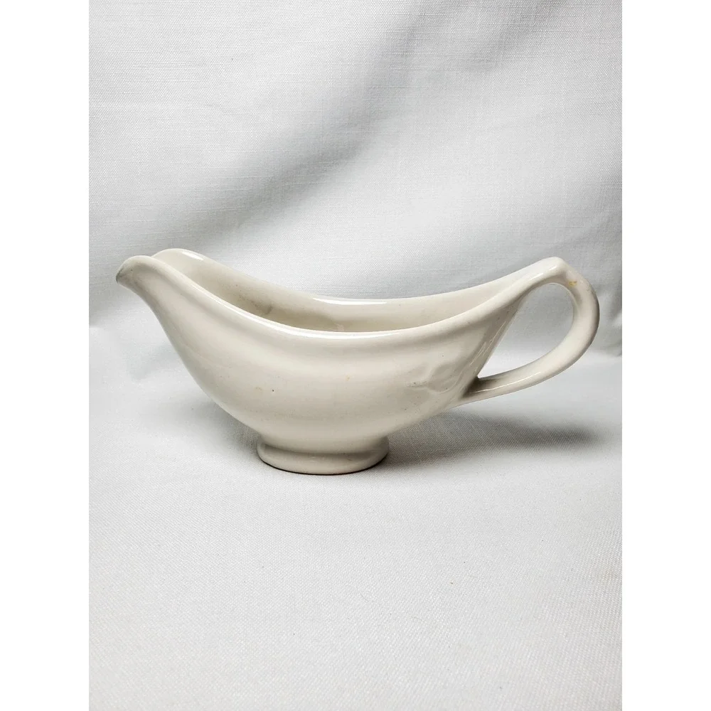 Vintage TEPCO USA China‎ Gravy Boat Restaurant Ware Ivory Diner Style 9.5